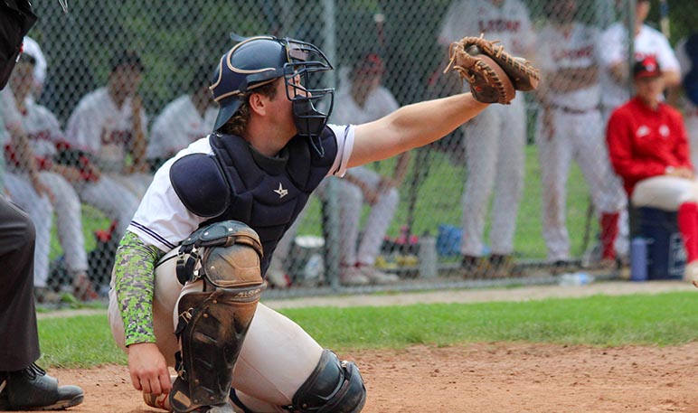 Catcher prepares to receive ball