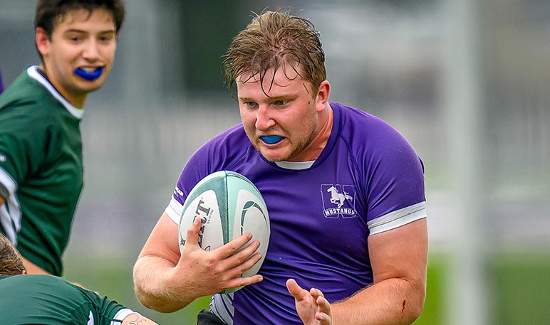 Men’s rugby game featuring the Western Mustangs