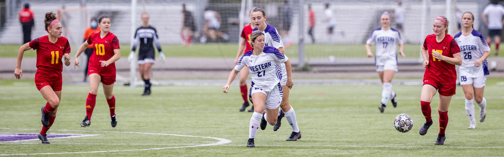 Women’s soccer game featuring the Western Mustangs