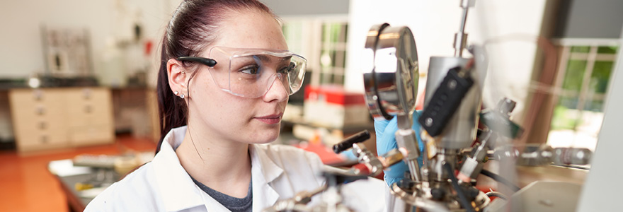 student working in lab