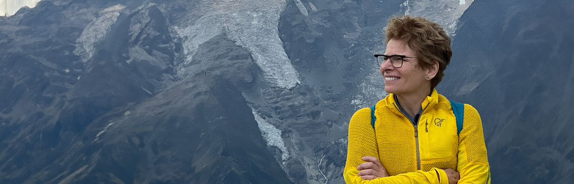 Janice Pasieka in front of a mountain