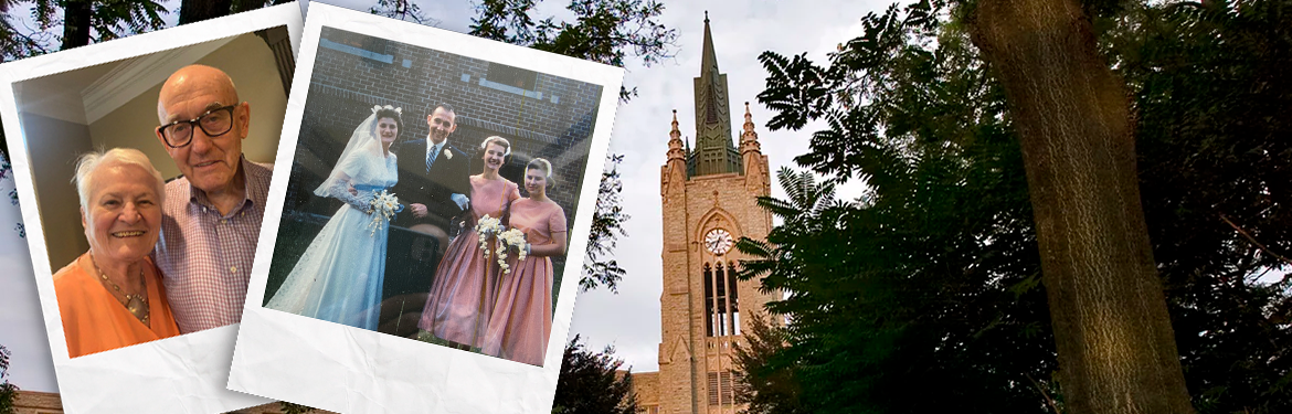 Photos of the happy couple on their wedding day, 1958